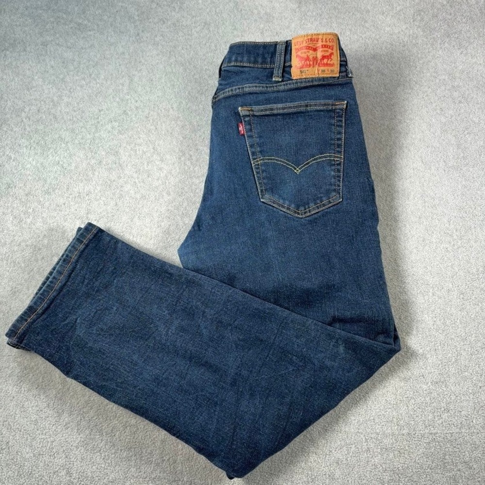 Levi's 541 Athletic Taper Jeans Mens 38x30 Blue Dark Wash Stretch Denim